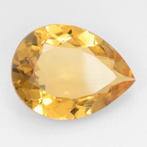 20 x 15.2mm Pear Facet Golden Citrine from Brazil, Weight of 12.57ct, Natural untreated Gemstone in VVS-VS Clarity, 1pc Citrine - Color: Golden Orange, Mohs Hardness of 7 suitable for daily wear jewelry, Leo Zodiac Stone, Photo A