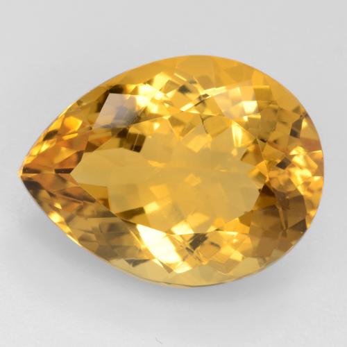 Deep Golden Orange Citrine Gem - 15.9ct Pear Facet (ID: 544575)