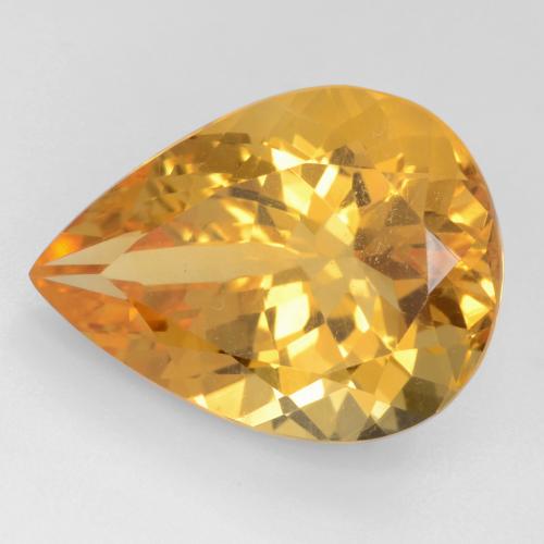 13.9ct Pear Dark Golden Citrine from Brazil, Dimension 19.8 x 14.9mm, Natural untreated Gemstone, VVS-VS Clarity, 1pc Pear Facet Citrine, Mohs Hardness of 7 suitable for daily wear jewelry, Unblocks Solar Plexus Chakra, Photo A