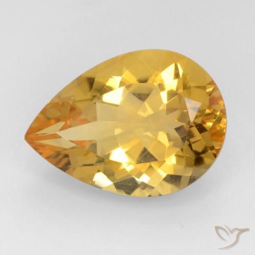 Medium-Dark Golden Citrine Gem - 10.1ct Pear Facet (ID: 544578)