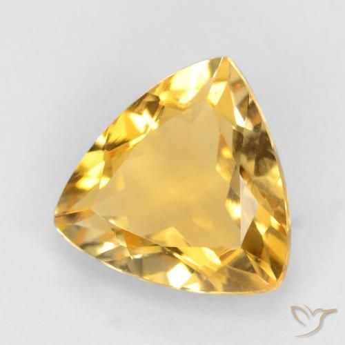 1.52 ct Golden Citrine Stone, Natural Citrine in Trillion Facet Shape for Sale