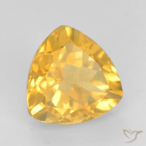 1.79 ct Golden Citrine Stone, Natural Citrine in Trillion Facet Shape for Sale
