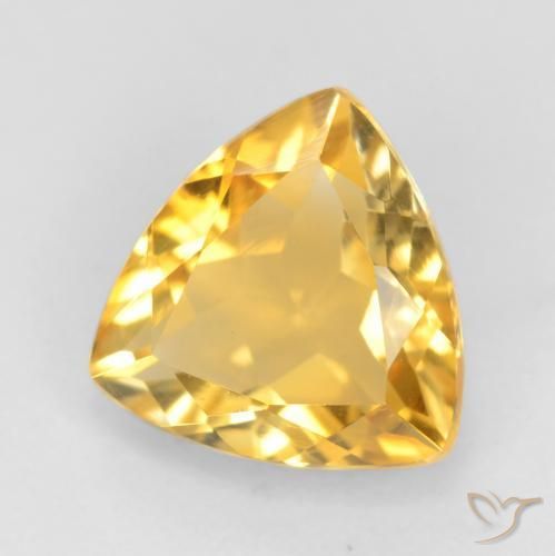1.54 ct Golden Citrine Stone, Natural Citrine in Trillion Facet Shape for Sale