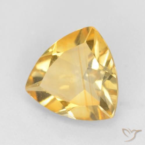 1.22 ct Golden Citrine Stone, Natural Citrine in Trillion Facet Shape for Sale
