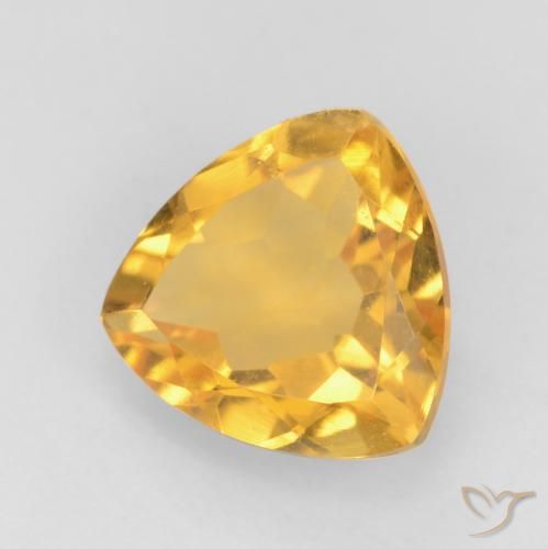 1.37 ct Golden Citrine Stone, Natural Citrine in Trillion Facet Shape for Sale