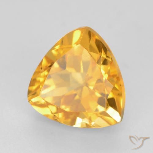 1.65 ct Golden Citrine Stone, Natural Citrine in Trillion Facet Shape for Sale