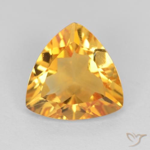 1.97 ct Golden Citrine Gemstone, Citrine Gem in Trillion Facet Shape for Sale.