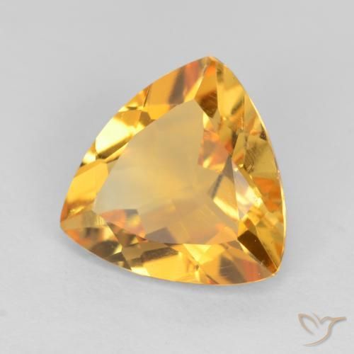 1.97 ct Golden Citrine Stone, Natural Citrine in Trillion Facet Shape for Sale