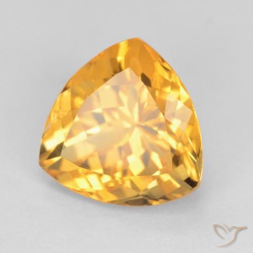 2.48 ct Golden Citrine Stone, Natural Citrine in Trillion Facet Shape for Sale