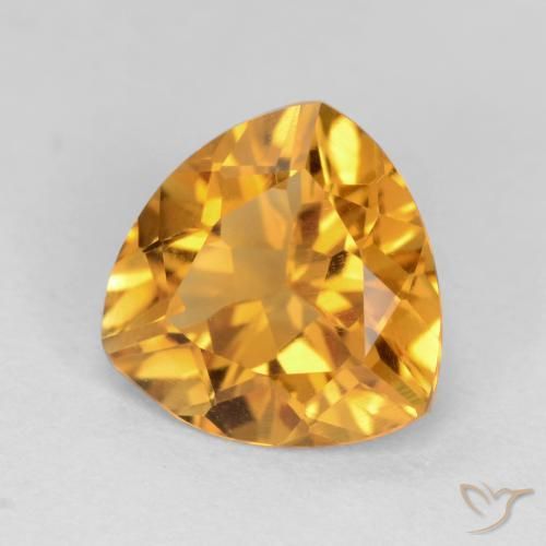 1.72 ct Golden Citrine Stone, Natural Citrine in Trillion Facet Shape for Sale
