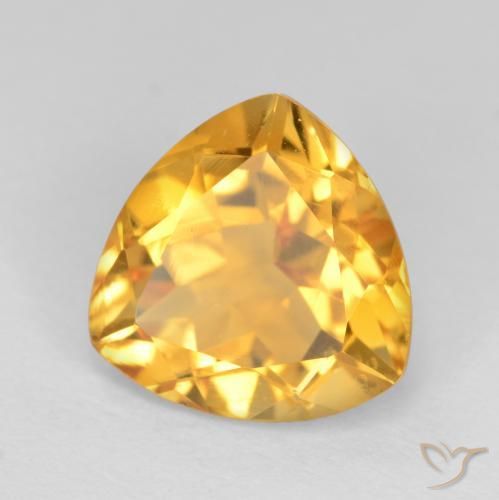 2.34 ct Golden Citrine Stone, Natural Citrine in Trillion Facet Shape for Sale