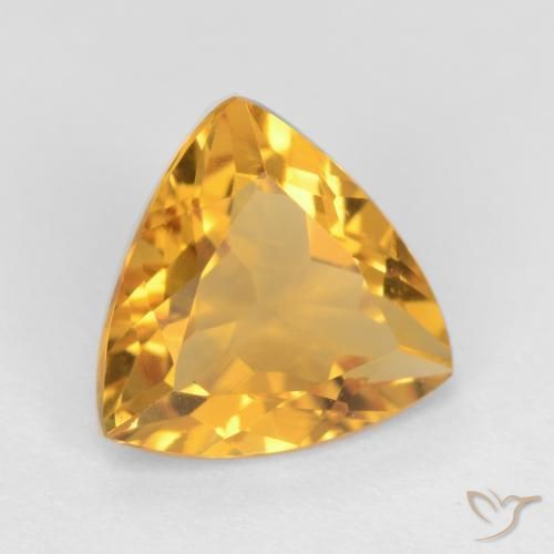 2.03 ct Golden Citrine Stone, Natural Citrine in Trillion Facet Shape for Sale