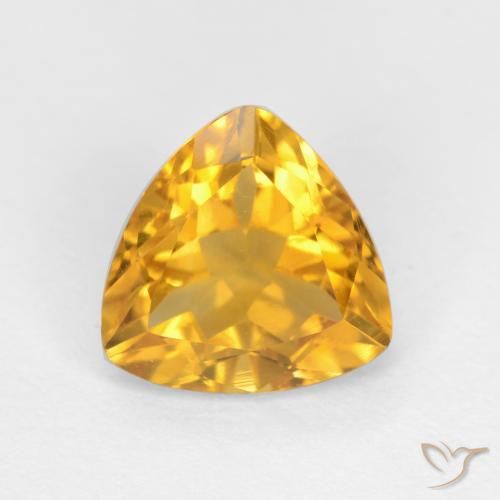 1.50 ct Golden Citrine Gemstone, Citrine Gem in Trillion Facet Shape for Sale.