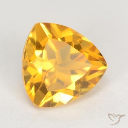 1.31 ct Golden Citrine Stone, Natural Citrine in Trillion Facet Shape for Sale