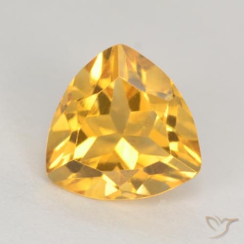 Citrine Doré trillion facet 6,9 x 6,8mm du Brésil, poids de 1,1 ct, pierre gemme naturelle Non traité de pureté VS, 1 pièce de citrine, couleur : Doré vif, dureté de Mohs de 7 convient aux bijoux de tous les jours, pierre de sagesse, Pierre du zodiaque Lion, Photo A