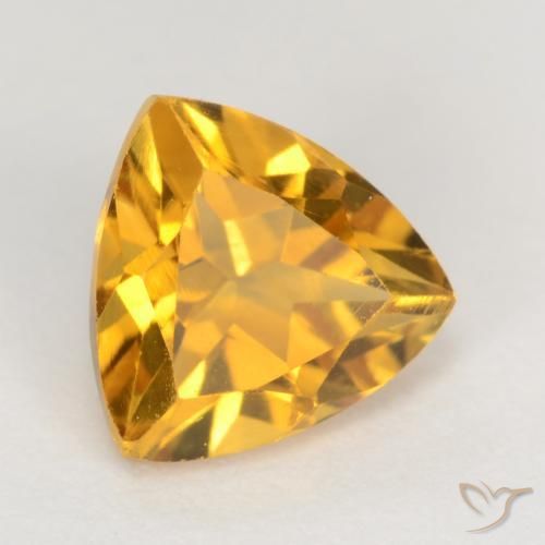1.21 ct Golden Citrine Stone, Natural Citrine in Trillion Facet Shape for Sale