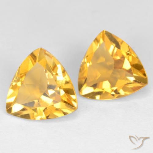 2.14 ctw Golden Citrine Stones, Natural Citrine in Trillion Facet Shape for Sale