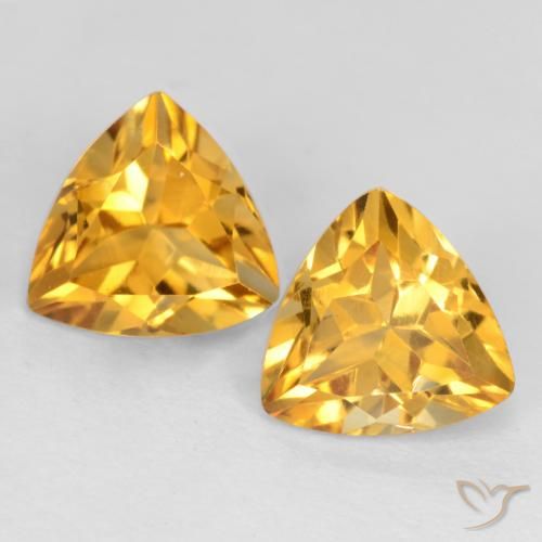 2.26 ct Yellow Citrine, 7.2 x 7 mm Trillion Cut From Brazil, Photo A