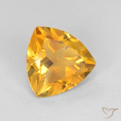 0.98 ct Golden Citrine Stone, Natural Citrine in Trillion Facet Shape for Sale