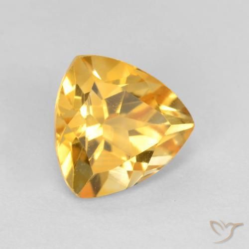 1.21 ct Golden Citrine Stone, Natural Citrine in Trillion Facet Shape for Sale
