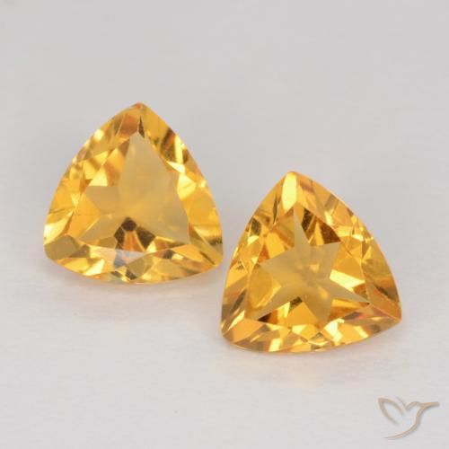 1.94 ct Yellow Citrine, 7.1 x 6.9 mm Trillion Cut From Brazil, Photo A