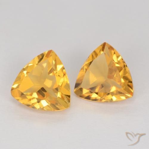 1.94 ctw Golden Citrine Stones, Natural Citrine in Trillion Facet Shape for Sale