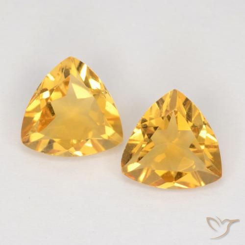 1.95 ct Yellow Citrine, 7.1 x 7.1 mm Trillion Cut From Brazil, Photo A