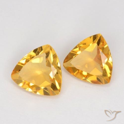 1.95 ctw Golden Citrine Stones, Natural Citrine in Trillion Facet Shape for Sale