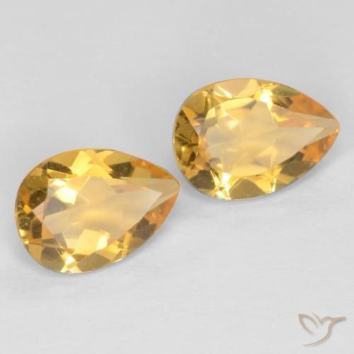 1.25 ctw Golden Citrine Stones, Natural Citrine in Pear Facet Shape for Sale