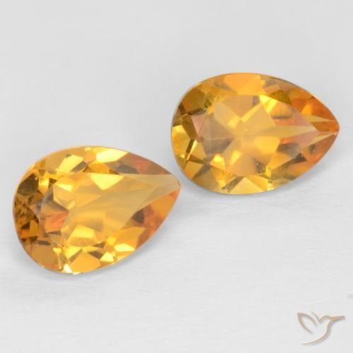 1.42 ctw Golden Citrine Stones, Natural Citrine in Pear Facet Shape for Sale