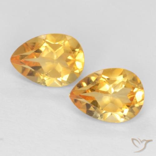 1.44ctw Natural Bright Gold Citrine, Pear Shape, VVS-VS