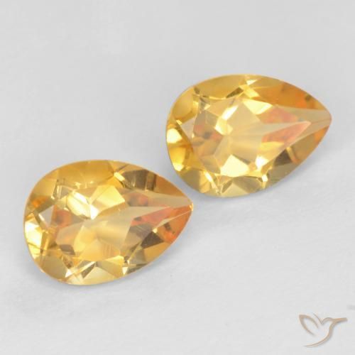 1.44 ctw Golden Citrine Stones, Natural Citrine in Pear Facet Shape for Sale