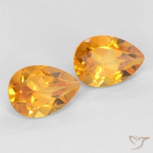 1.39 ctw Golden Citrine Stones, Natural Citrine in Pear Facet Shape for Sale