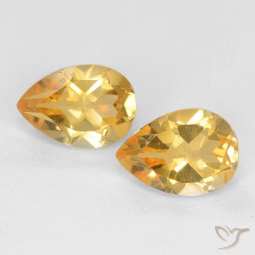 Deep Golden Orange Citrine Gem - 0.7ct Pear Facet (ID: 546347)