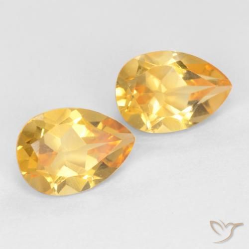 1.34 ctw Golden Citrine Stones, Natural Citrine in Pear Facet Shape for Sale