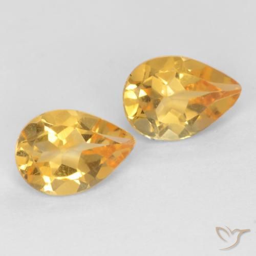 1.18 ctw Golden Citrine Stones, Natural Citrine in Pear Facet Shape for Sale