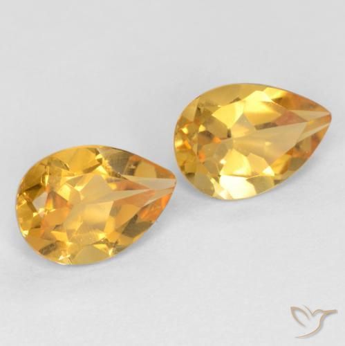 1.29 ctw Golden Citrine Stones, Natural Citrine in Pear Facet Shape for Sale