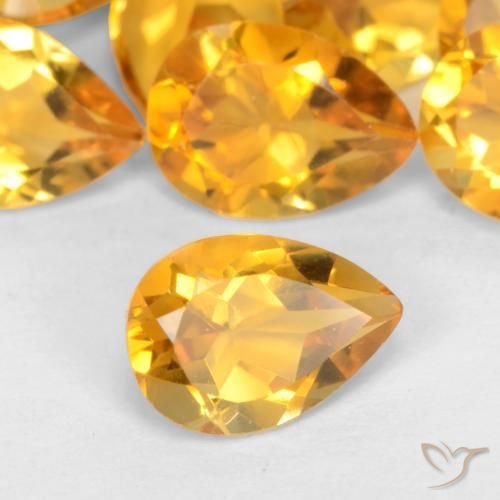 27.93 ctw Golden Citrine Stones, Natural Citrine in Pear Facet Shape for Sale