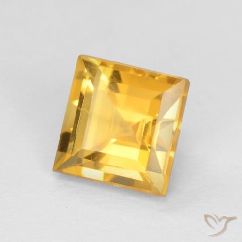 1.75 ct Golden Citrine Stone, Natural Citrine in Square Facet Shape for Sale