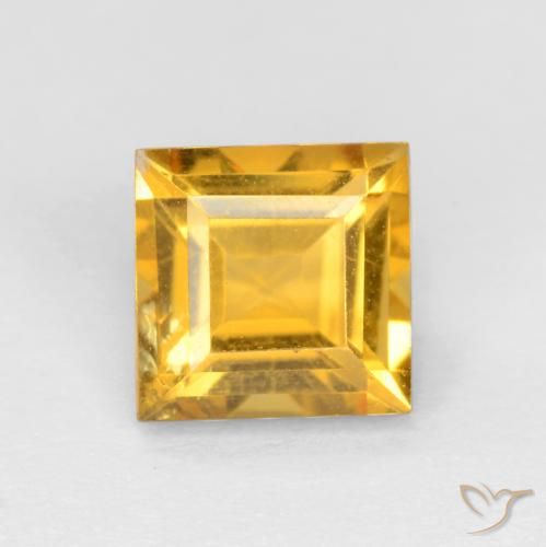 1.67ct Natural Medium Golden Citrine, Square, VS