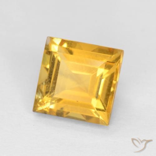 1.67 ct Golden Citrine Stone, Natural Citrine in Square Facet Shape for Sale