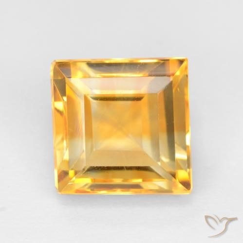 3.69ct Natural Medium-Light Orange-Gold Citrine, Square, VS