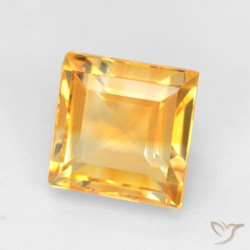 3.69 ct Golden Citrine Stone, Natural Citrine in Square Facet Shape for Sale