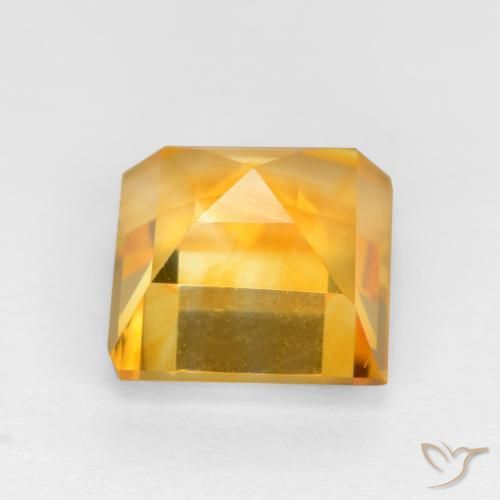 Citrine Gemstone in 9 x 9 mm (calibrated) Size for Sale, Citrine Stone in Medium-Light Orange-Gold Color