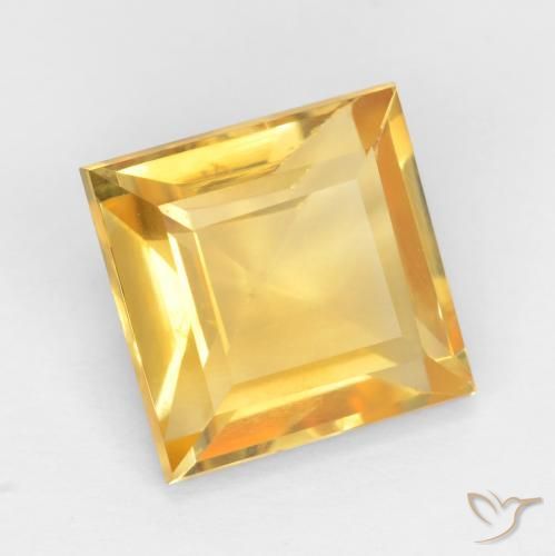 3.19 ct Golden Citrine Stone, Natural Citrine in Square Facet Shape for Sale