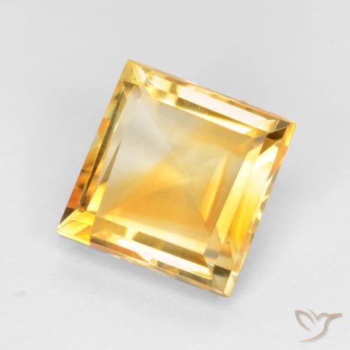 3.41 ct Golden Citrine Stone, Natural Citrine in Square Facet Shape for Sale