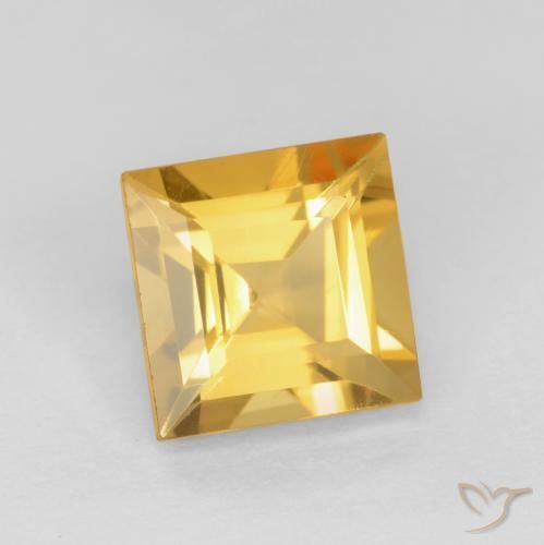 1.49 ct Golden Citrine Stone, Natural Citrine in Square Facet Shape for Sale
