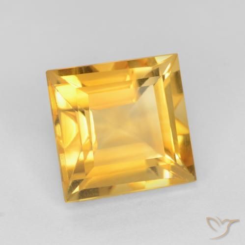 2.36 ct Golden Citrine Stone, Natural Citrine in Square Facet Shape for Sale