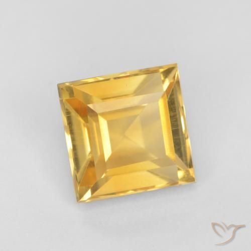 1.46 ct Golden Citrine Stone, Natural Citrine in Square Facet Shape for Sale