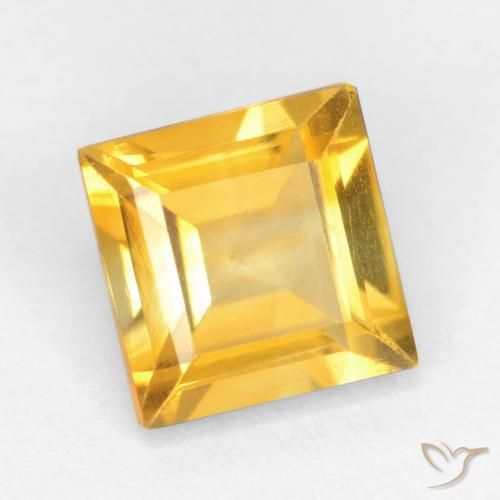 1.44 ct Golden Citrine Stone, Natural Citrine in Square Facet Shape for Sale